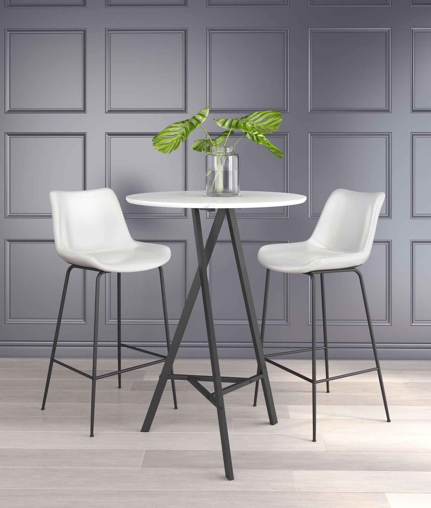 White Bar Chair – Bantry Swivel Seat with White Upholstery & Metal Base