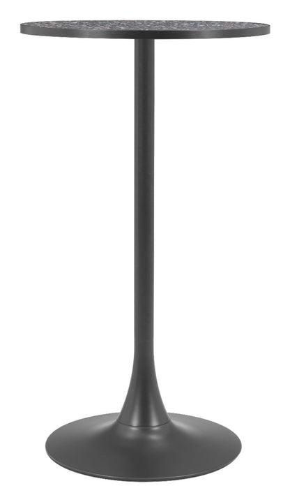Bite Black Bar Table – Modern Terrazzo-Style Square High-Top with Steel Base