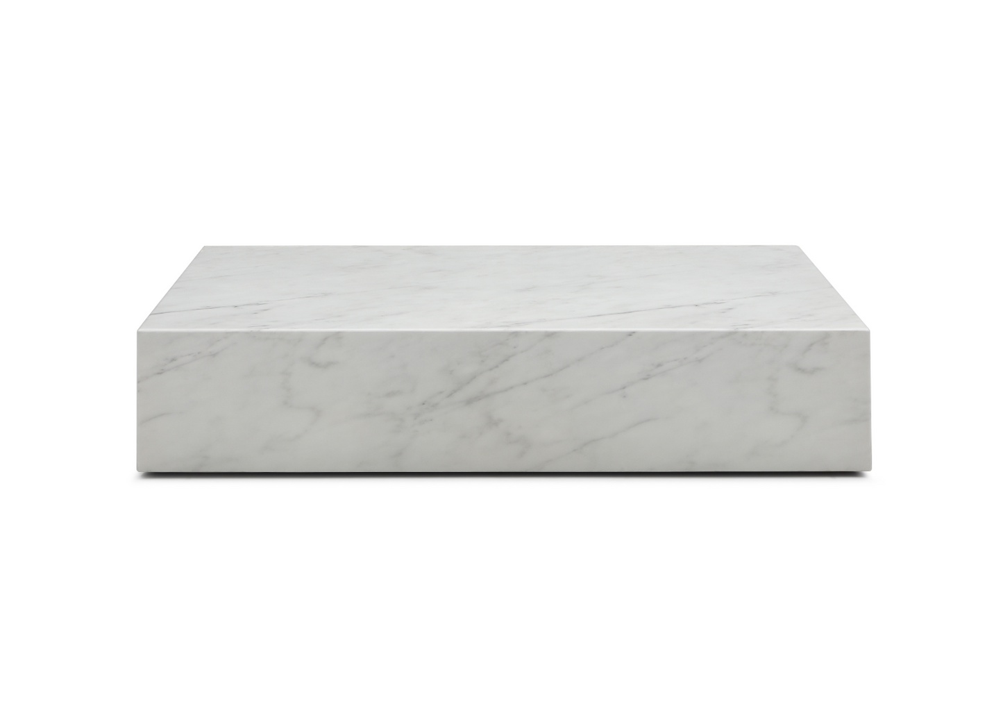 Cube Square Coffee Table w/ Casters in High Gloss White Marble by Whiteline Modern Living