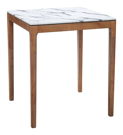 Eva Counter Table in White – Modern Faux Marble Counter-Height Table