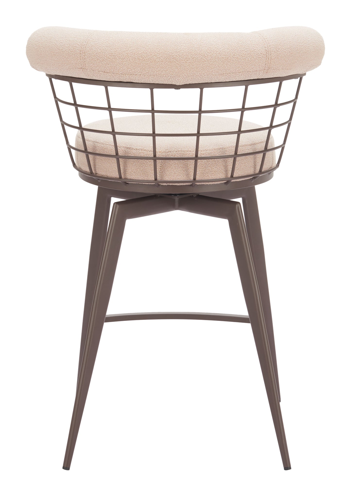 Saku Swivel Counter Stool in Beige & Brown – Modern Fabric Bar Chair