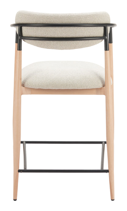 Equinox Counter Stool in Oyster Gray & Natural – Modern Upholstered Bar Chair