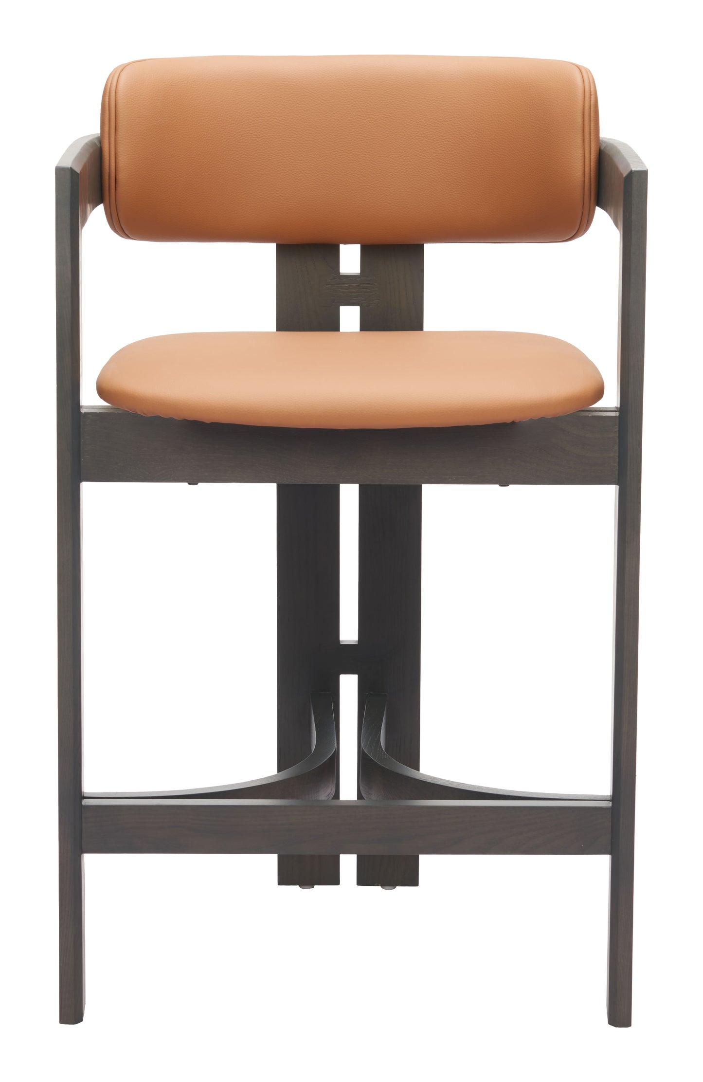 Shaili Counter Stool in Brown Faux Leather with Black Legs – Modern Kitchen & Bar Seating