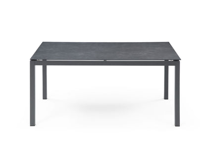 Lynn Outdoor 63" Dining Table in Glass w/ Dark Grey Ceramic Finish & Dark Grey Aluminum by Whiteline Modern Living