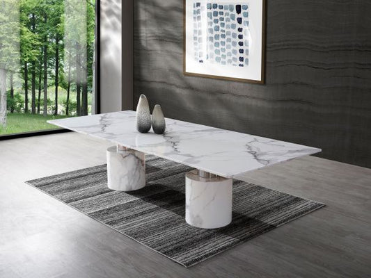 Whiteline Modern Living Geneva Dining Table in White DT1640-SLV