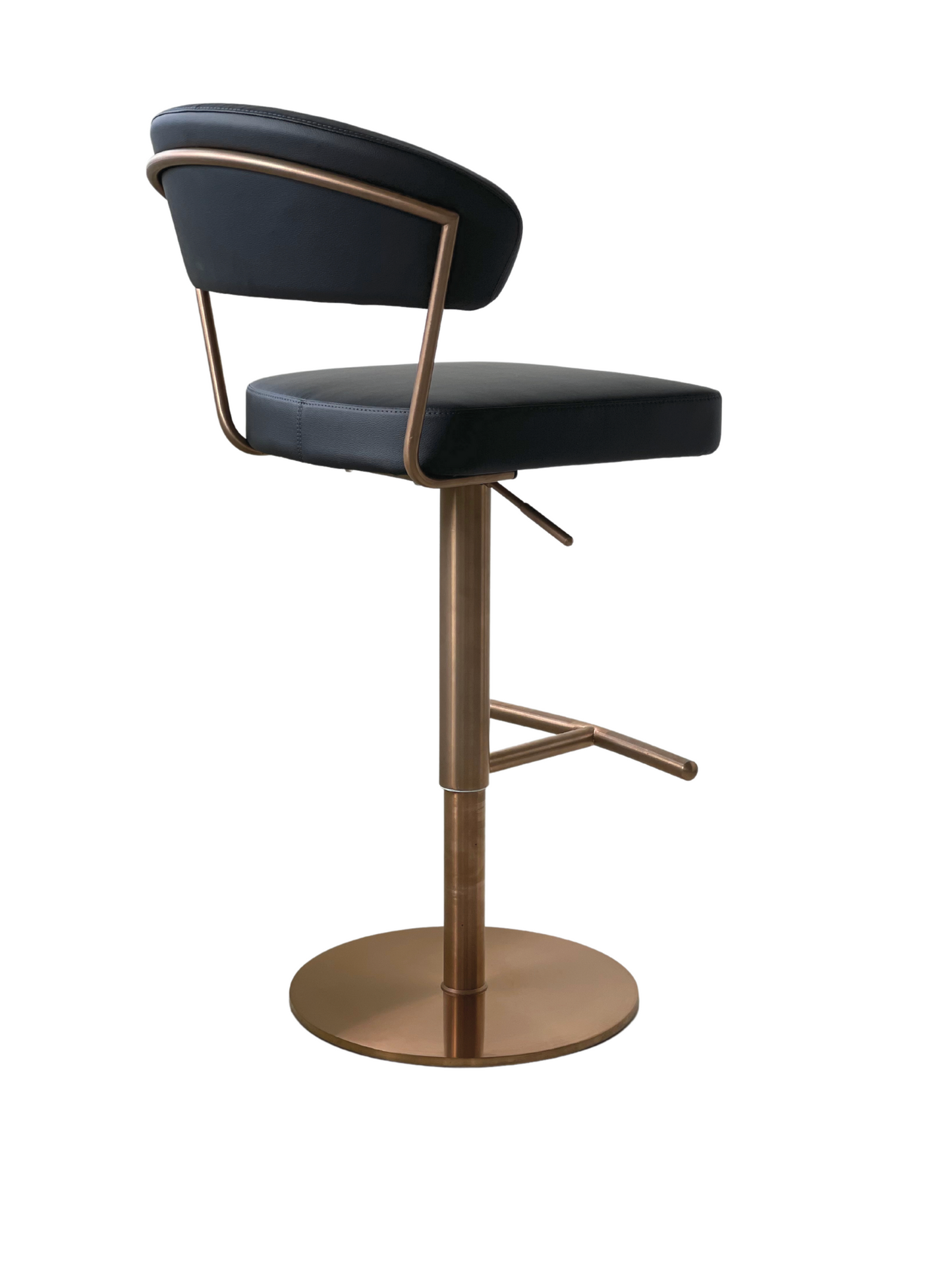 Nova Bar Stool in Black Leatherette & Rose Gold Stainless Steel by Whiteline Modern Living