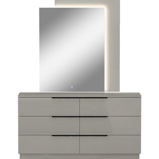 Damien Dresser & Mirror Set in High Gloss Light Grey by Whiteline Modern Living