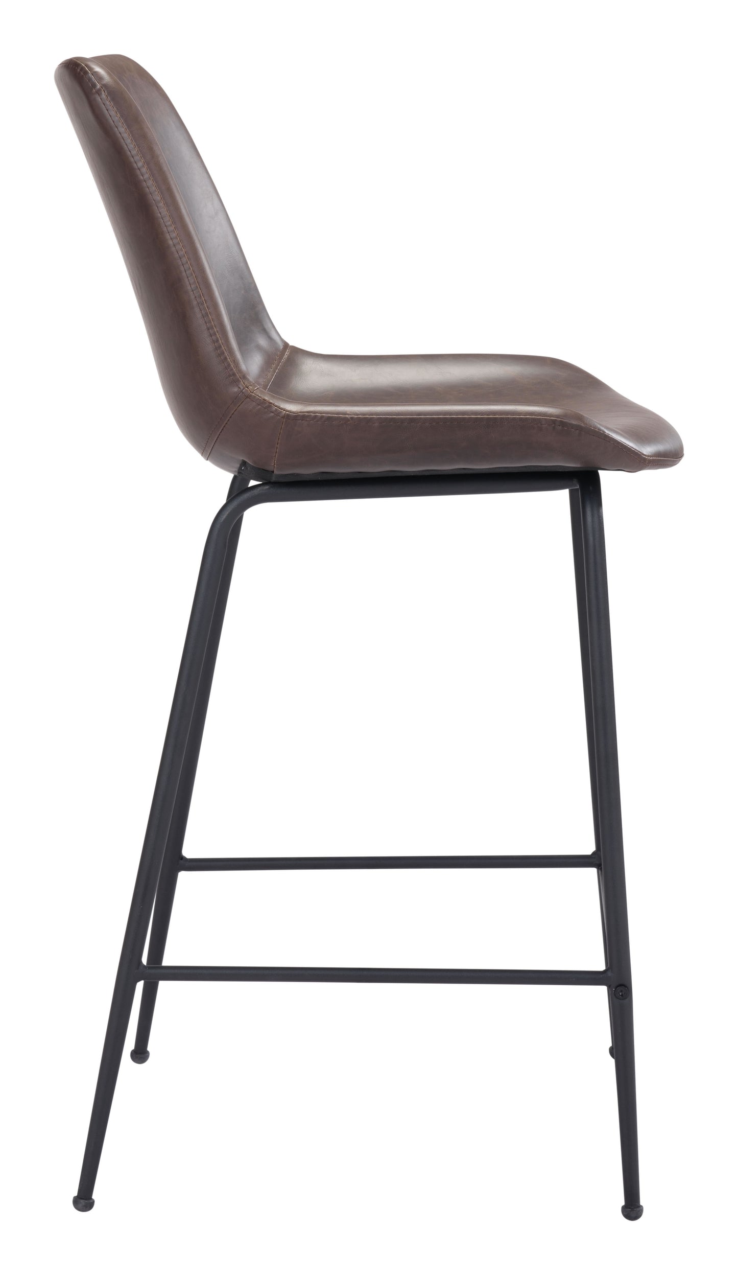 Byron Counter Stool in Brown – Faux Leather Modern Bar Chair