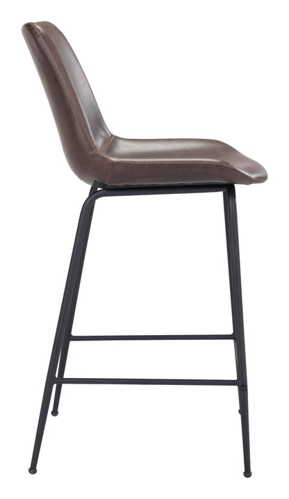 Byron Counter Stool in Brown – Faux Leather Modern Bar Chair