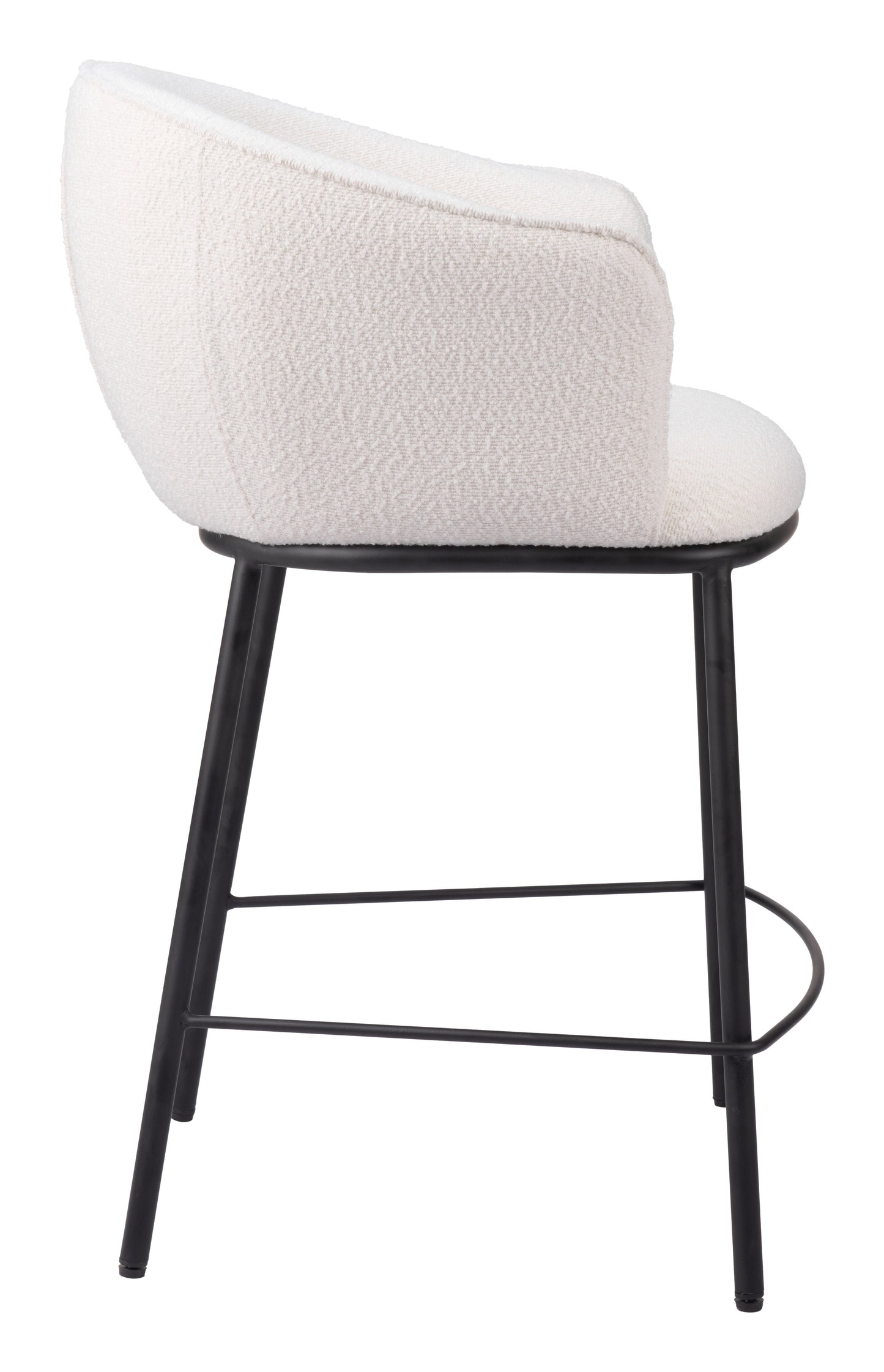 Essen Counter Stool in Ivory – Modern Teddy Fabric Bar Chair