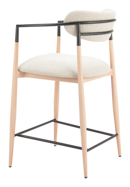 Equinox Counter Stool in Oyster Gray & Natural – Modern Upholstered Bar Chair