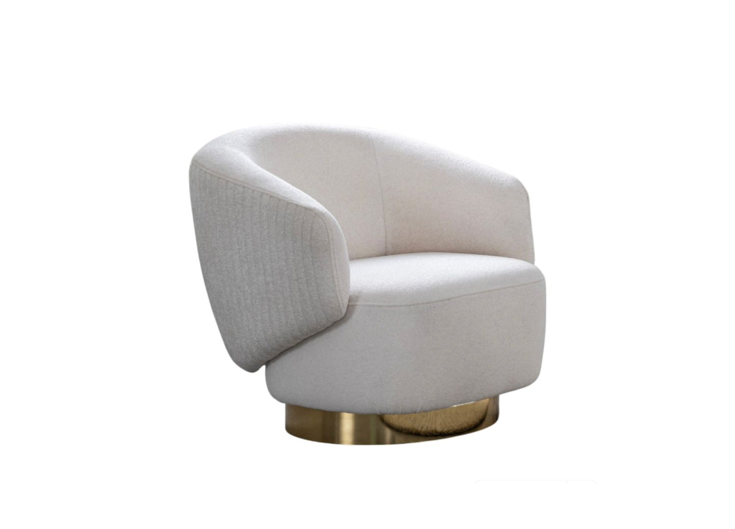 Erzin Accent Chair in White Feathered Fabric & Polished Gold Legs by Whiteline Modern Living