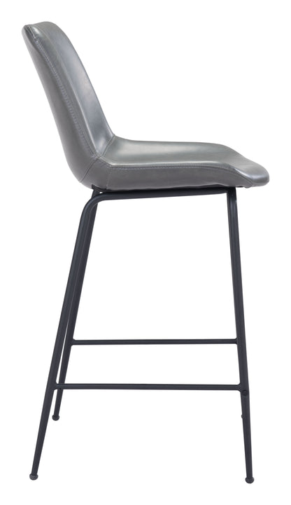 Byron Counter Stool in Gray – Modern Faux Leather Bar Chair