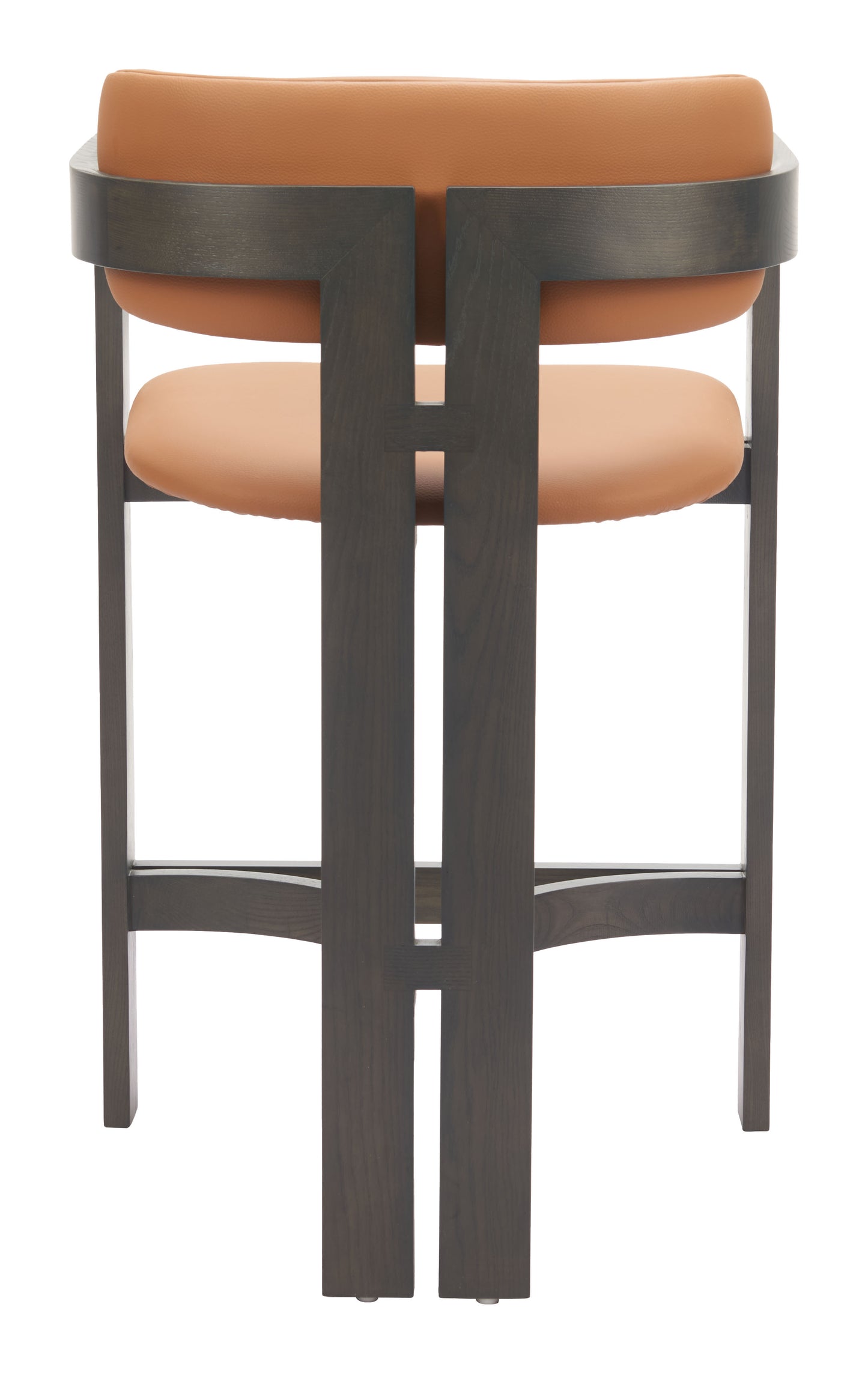 Shaili Counter Stool in Brown Faux Leather with Black Legs – Modern Kitchen & Bar Seating