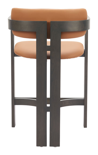 Shaili Counter Stool in Brown Faux Leather with Black Legs – Modern Kitchen & Bar Seating