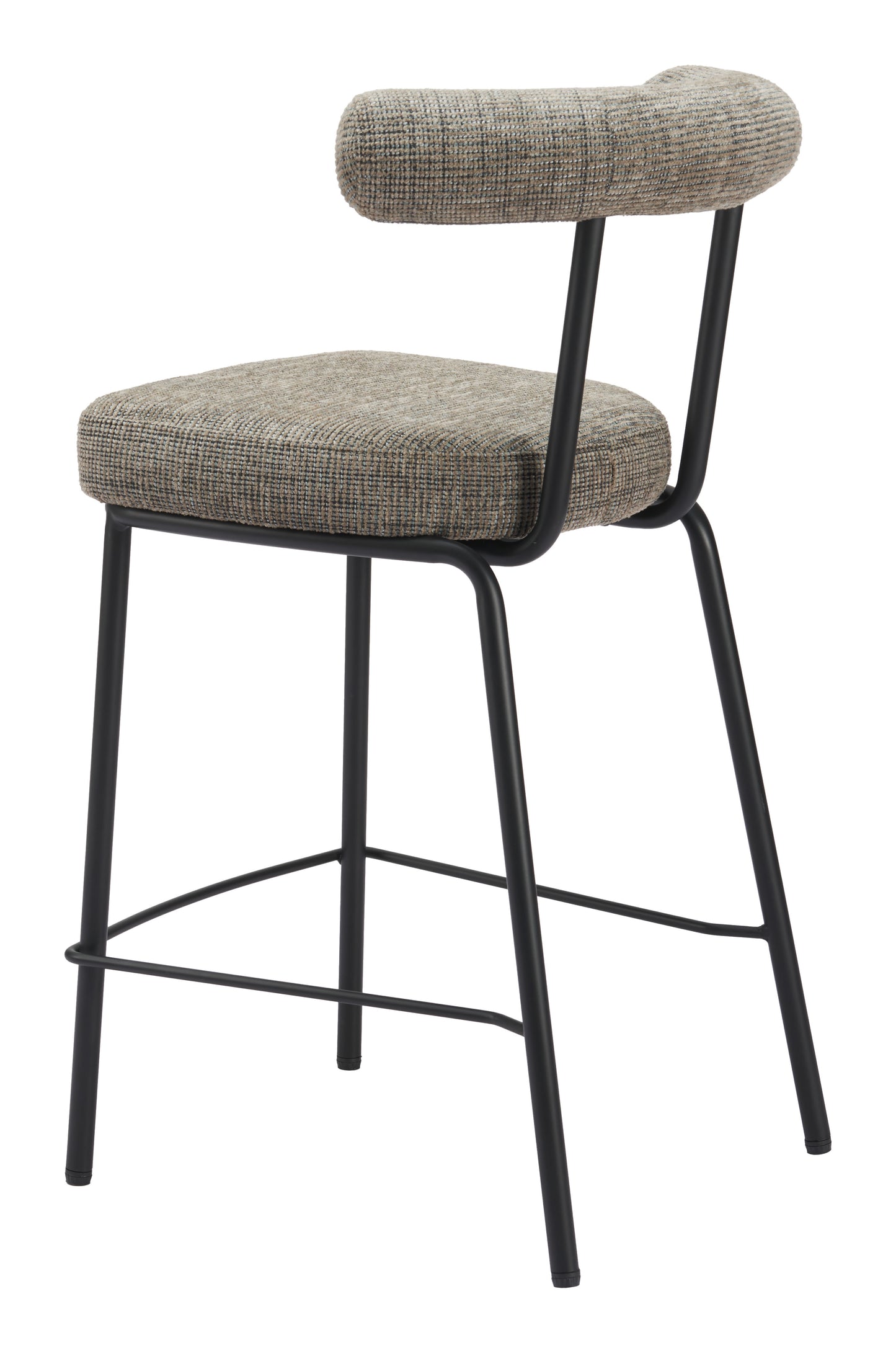 Kede Counter Stool in Green Tweed – Modern Chenille Fabric Kitchen & Bar Chair
