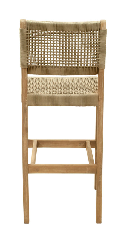 Corde Barstool in Beige with Natural Acacia Wood – Modern Counter Height Seating