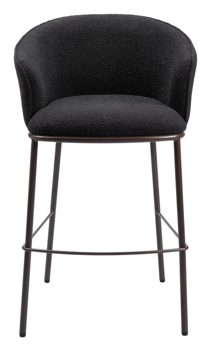Counter Height Bar Stools – Essen Black Faux Leather with Bronze Legs