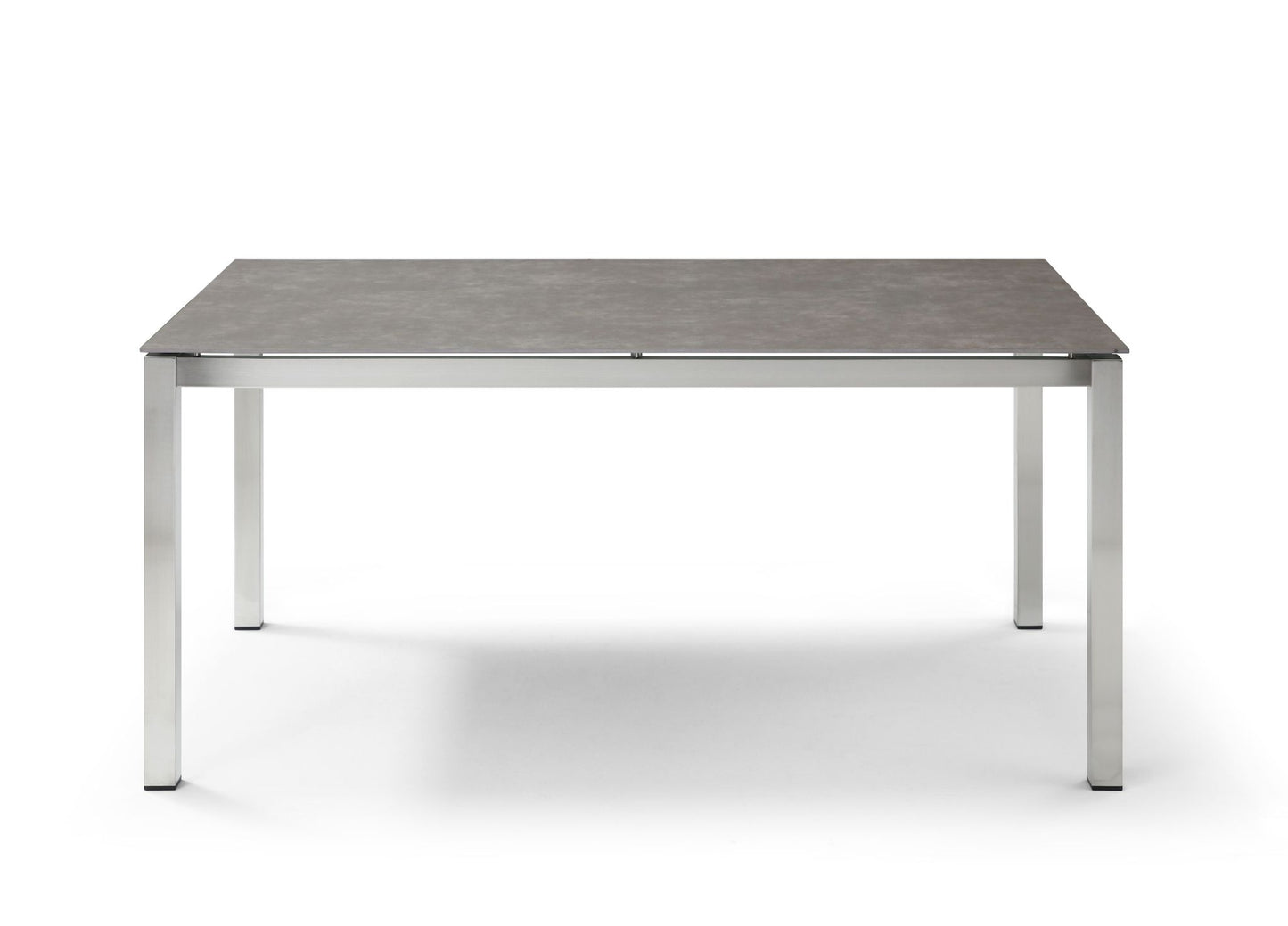 Paola Outdoor 63" Dining Table in Glass, Light Grey Ceramic & Brushed Stainless Steel by Whiteline Modern Living