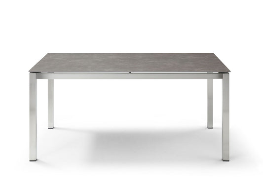 Paola Outdoor 63" Dining Table in Glass, Light Grey Ceramic & Brushed Stainless Steel by Whiteline Modern Living