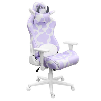 Techni Sport TS85 Lavender Cow Series Gaming Chair with Memory Foam Seat