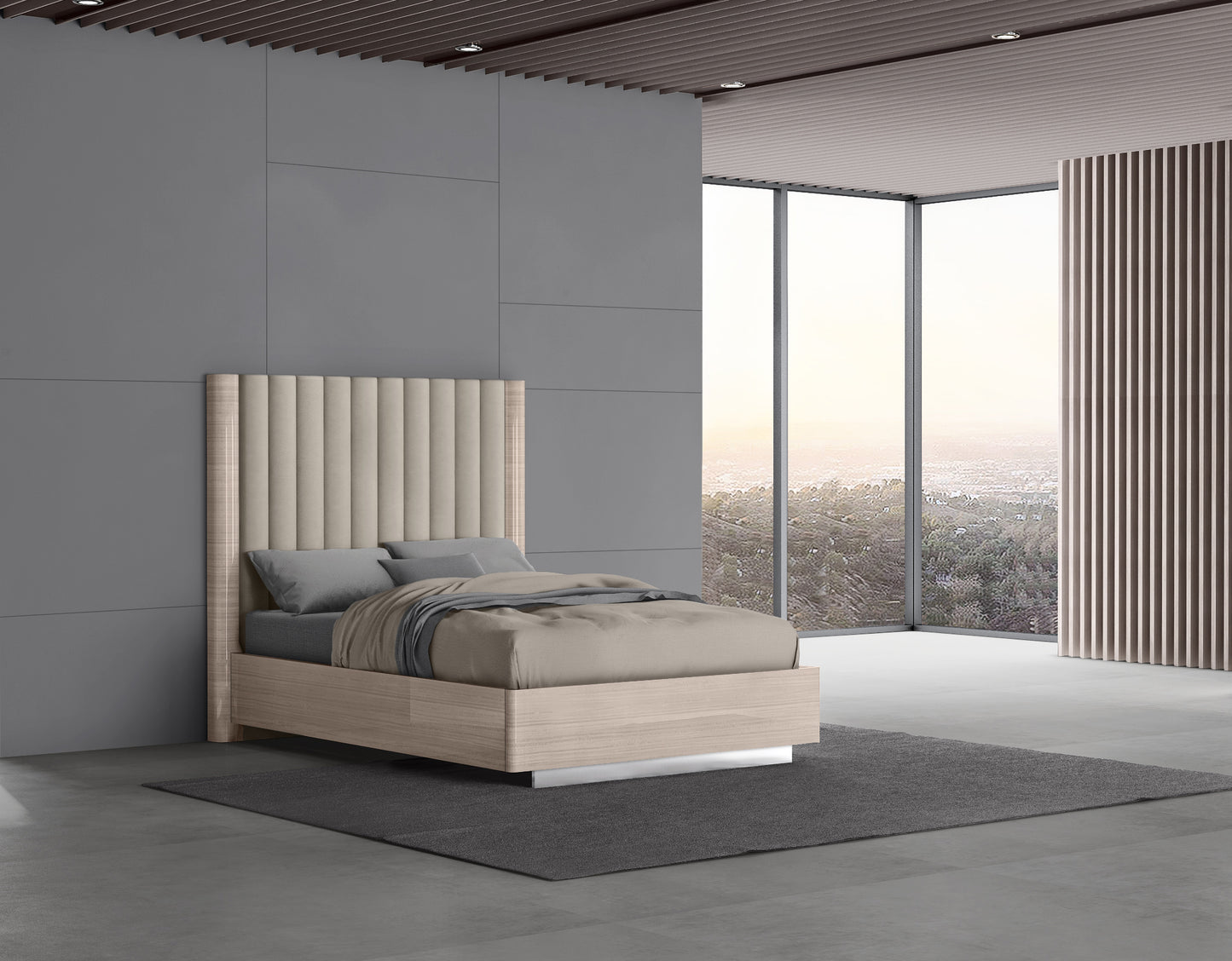 Whiteline Waves Full Bed in Beige BF1753-BEI/BEI