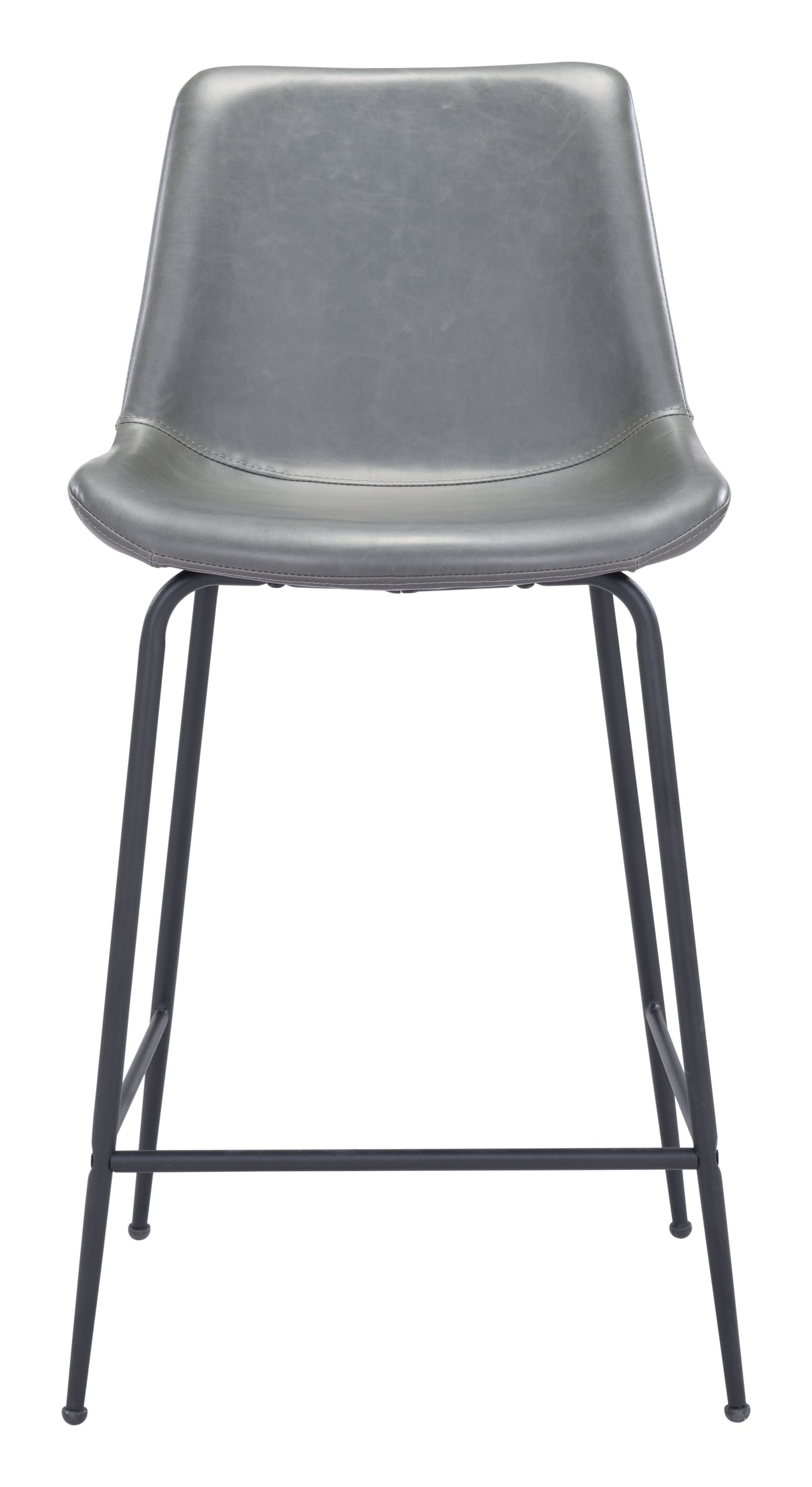 Byron Counter Stool in Gray – Modern Faux Leather Bar Chair