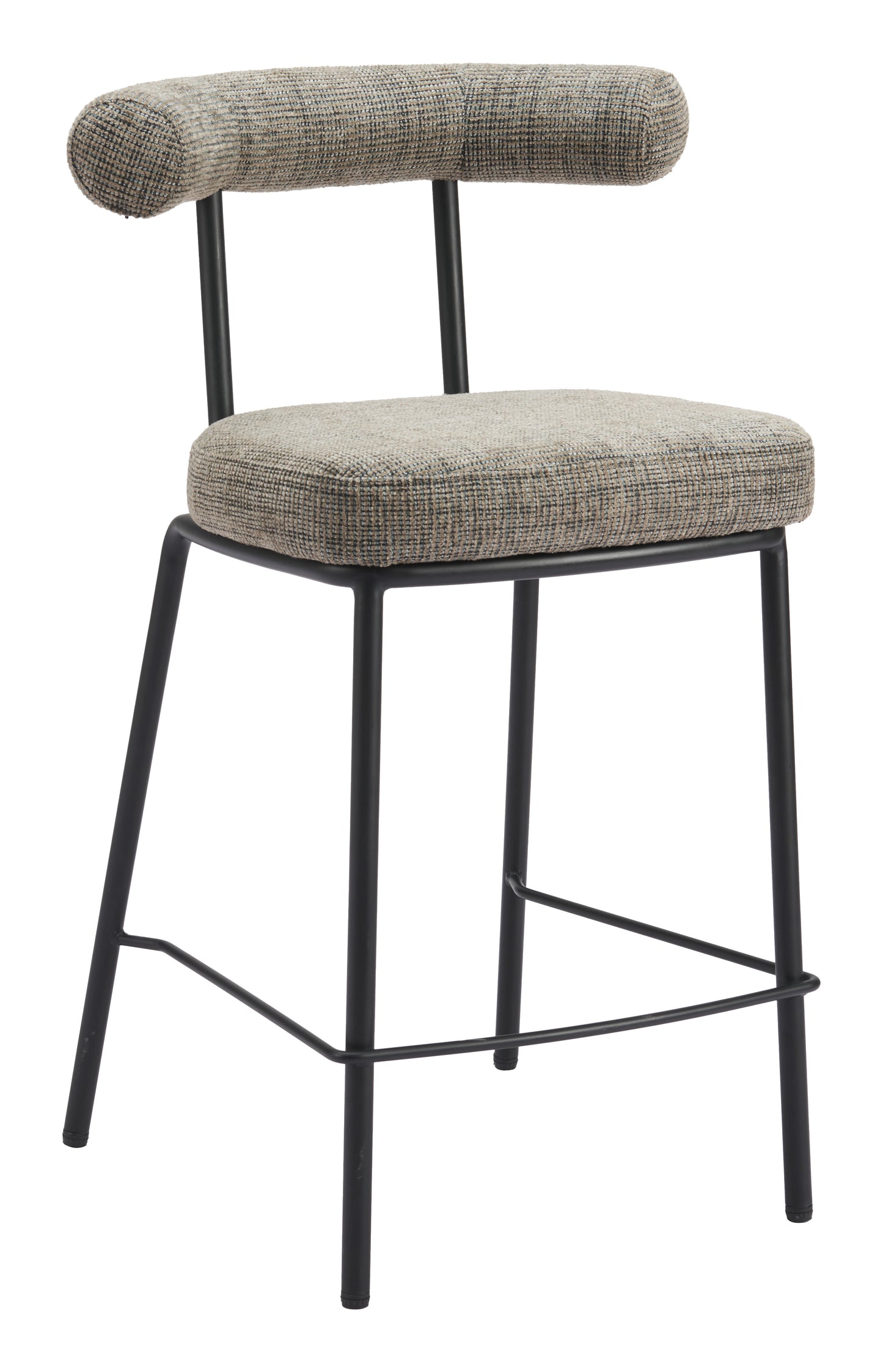Kede Counter Stool in Green Tweed – Modern Chenille Fabric Kitchen & Bar Chair