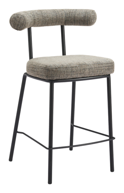 Kede Counter Stool in Green Tweed – Modern Chenille Fabric Kitchen & Bar Chair