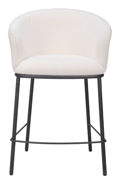 Essen Counter Stool in Ivory – Modern Teddy Fabric Bar Chair