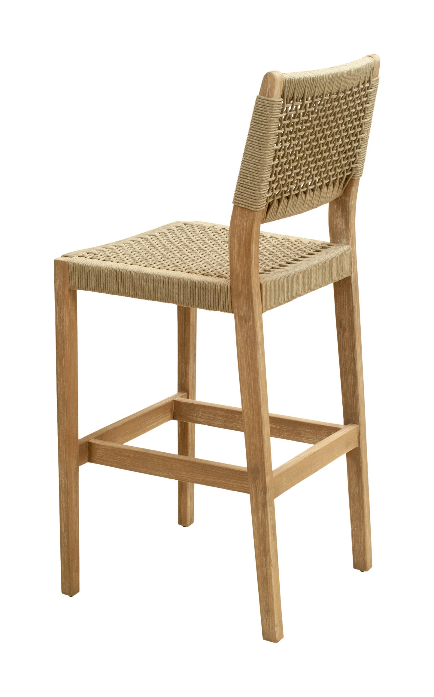 Corde Barstool in Beige with Natural Acacia Wood – Modern Counter Height Seating