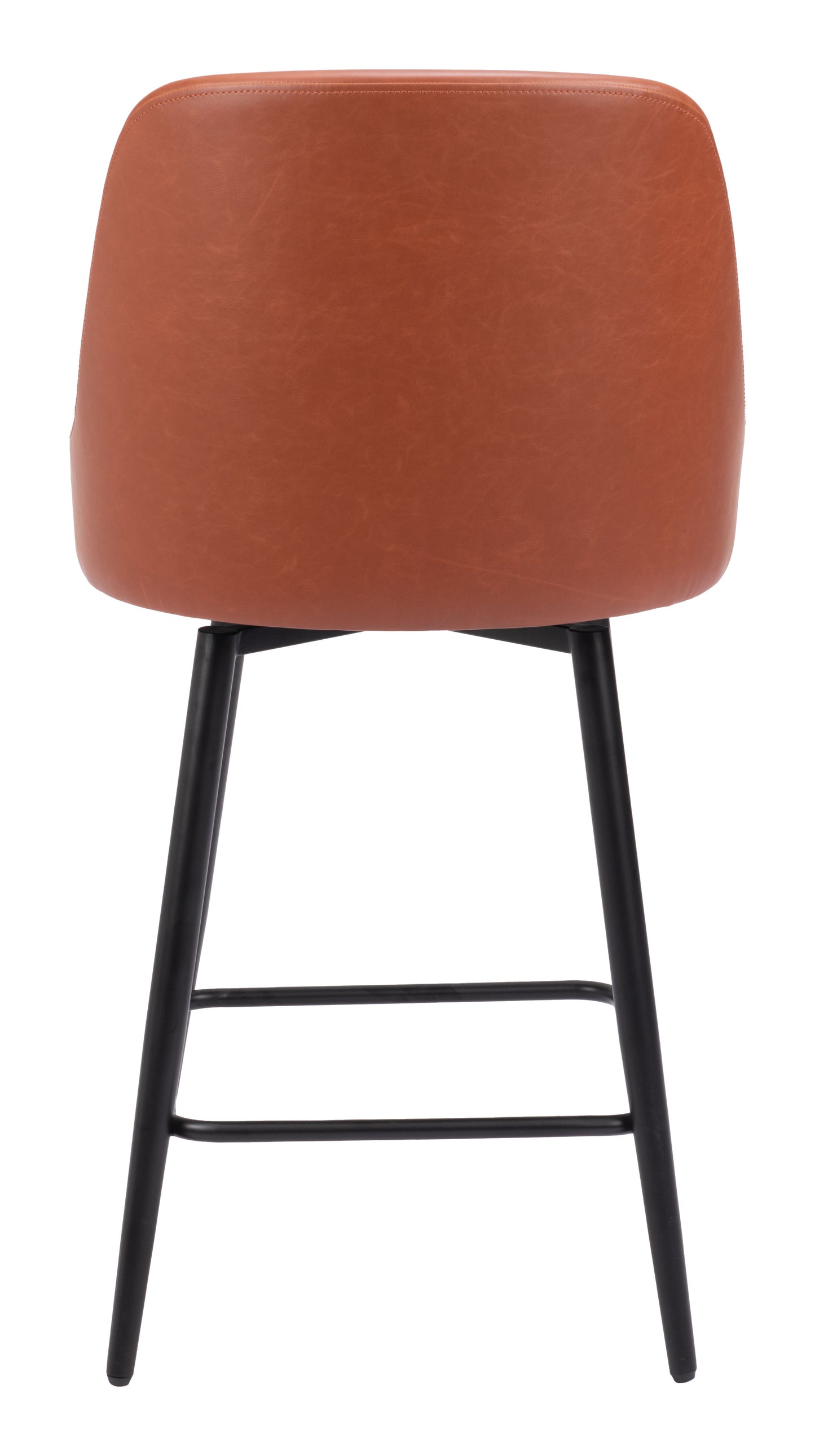 Keppel Swivel Counter Stool in Brown – Modern Faux Leather Bar Chair