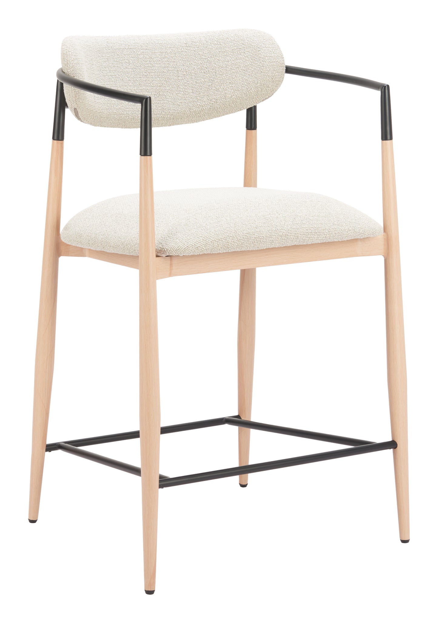 Equinox Counter Stool in Oyster Gray & Natural – Modern Upholstered Bar Chair