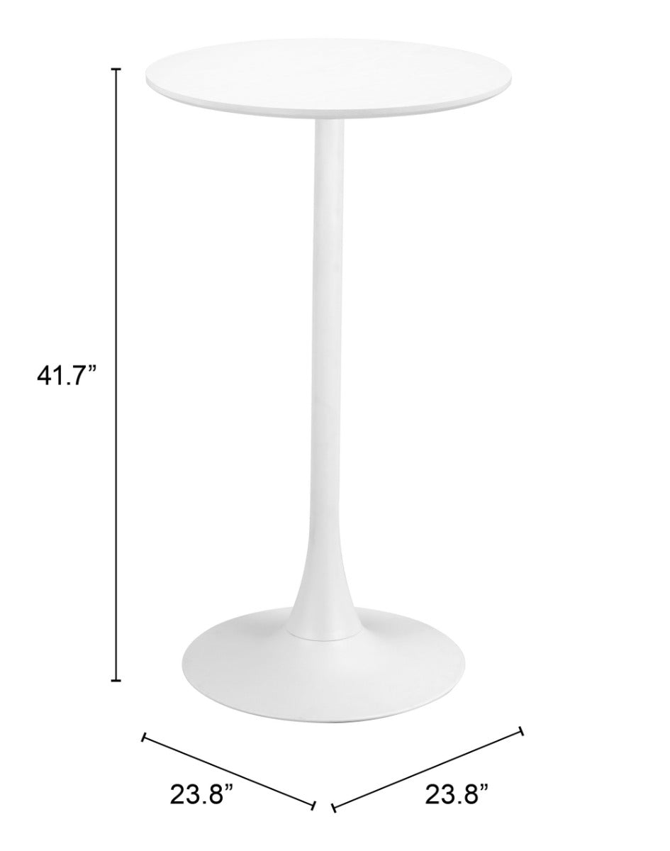 Auray White Bar Table – Modern Counter-Height Table for Kitchen or Home Bar