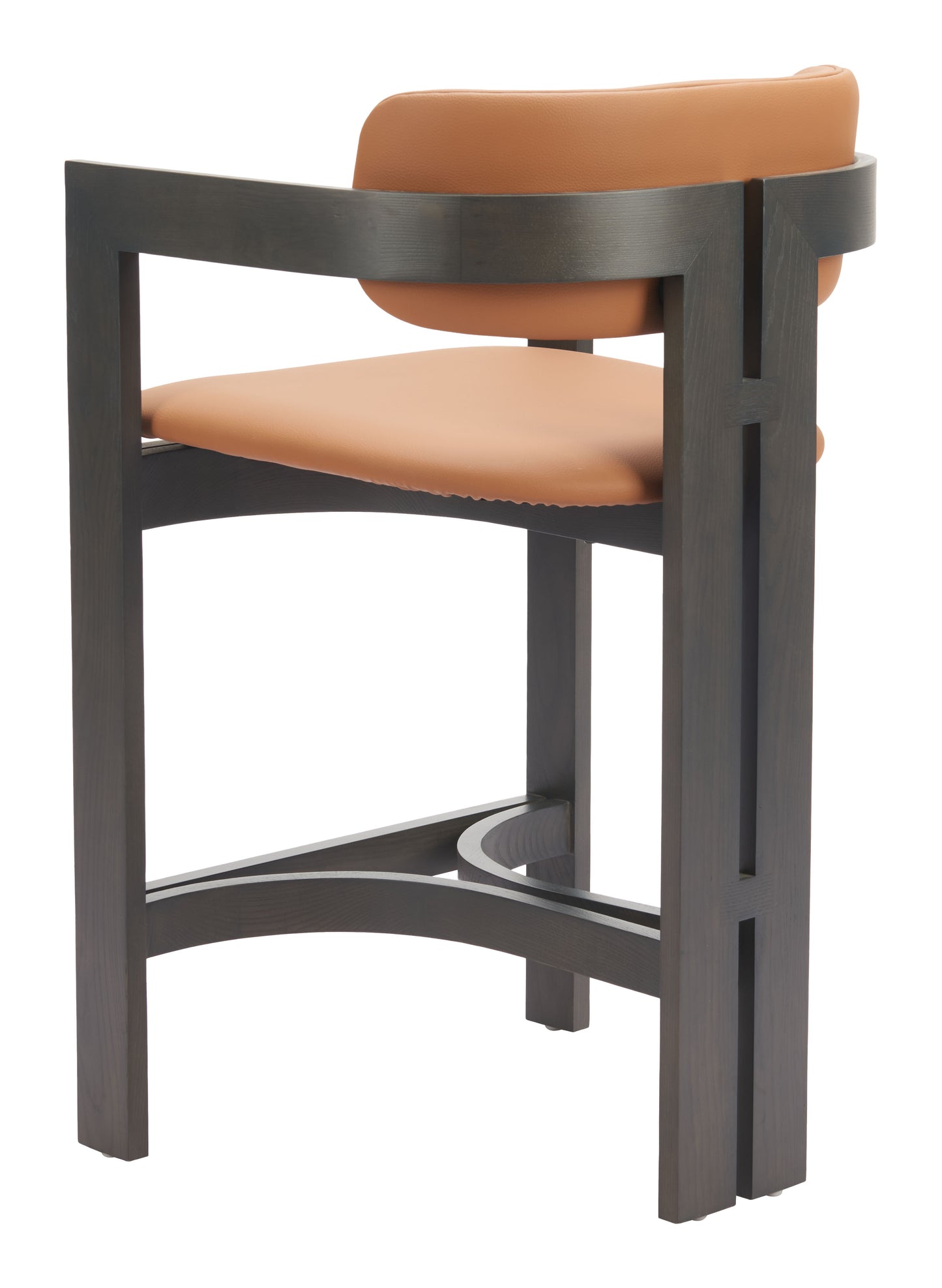 Shaili Counter Stool in Brown Faux Leather with Black Legs – Modern Kitchen & Bar Seating