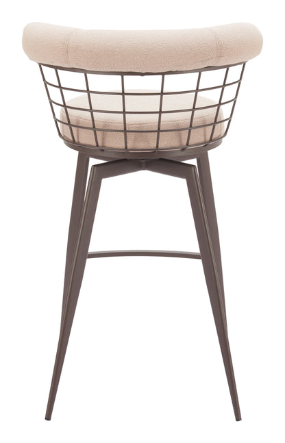 Outdoor Bar Stools – Brown Swivel Seat with Footrest