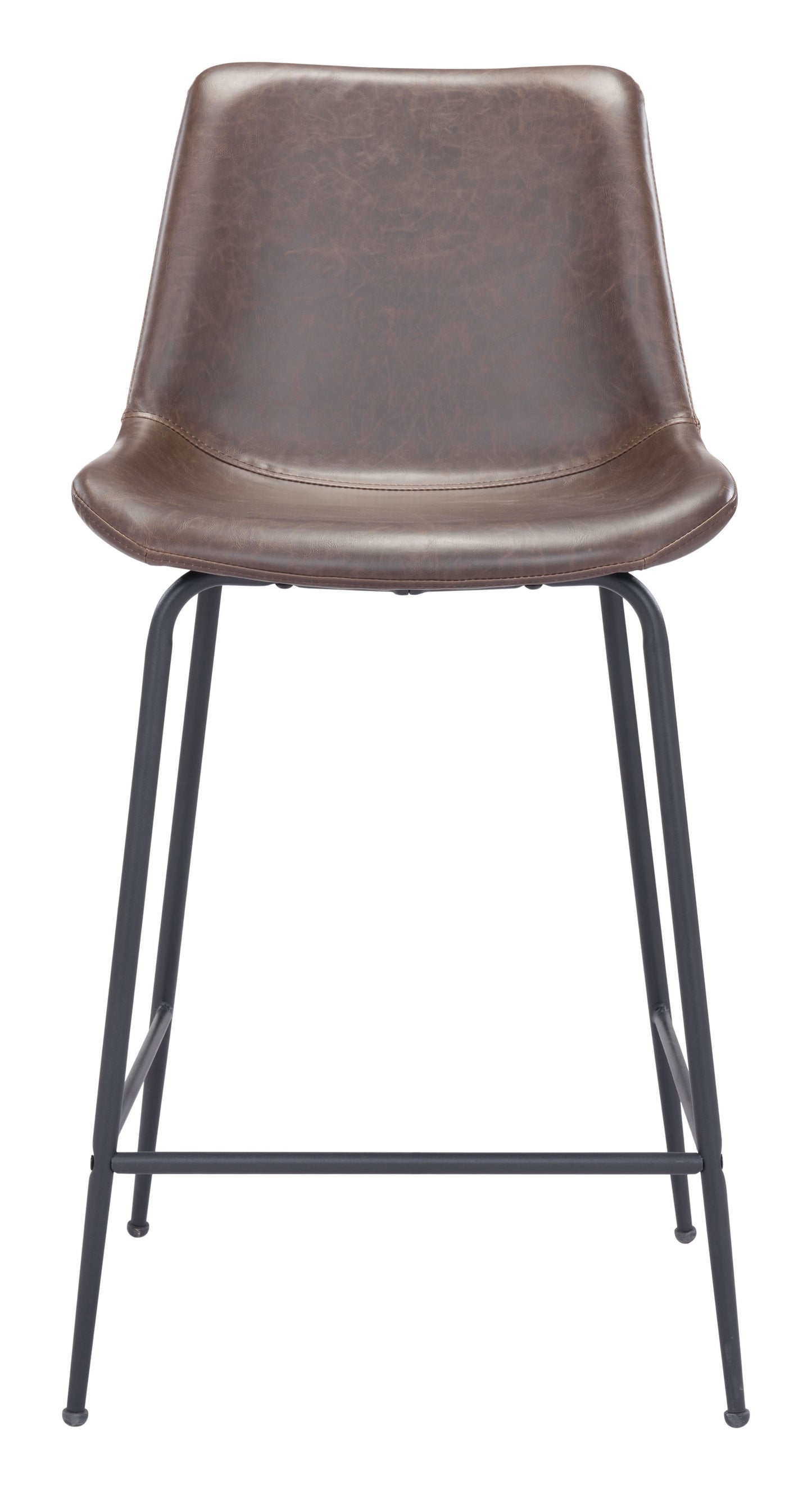 Byron Counter Stool in Brown – Faux Leather Modern Bar Chair