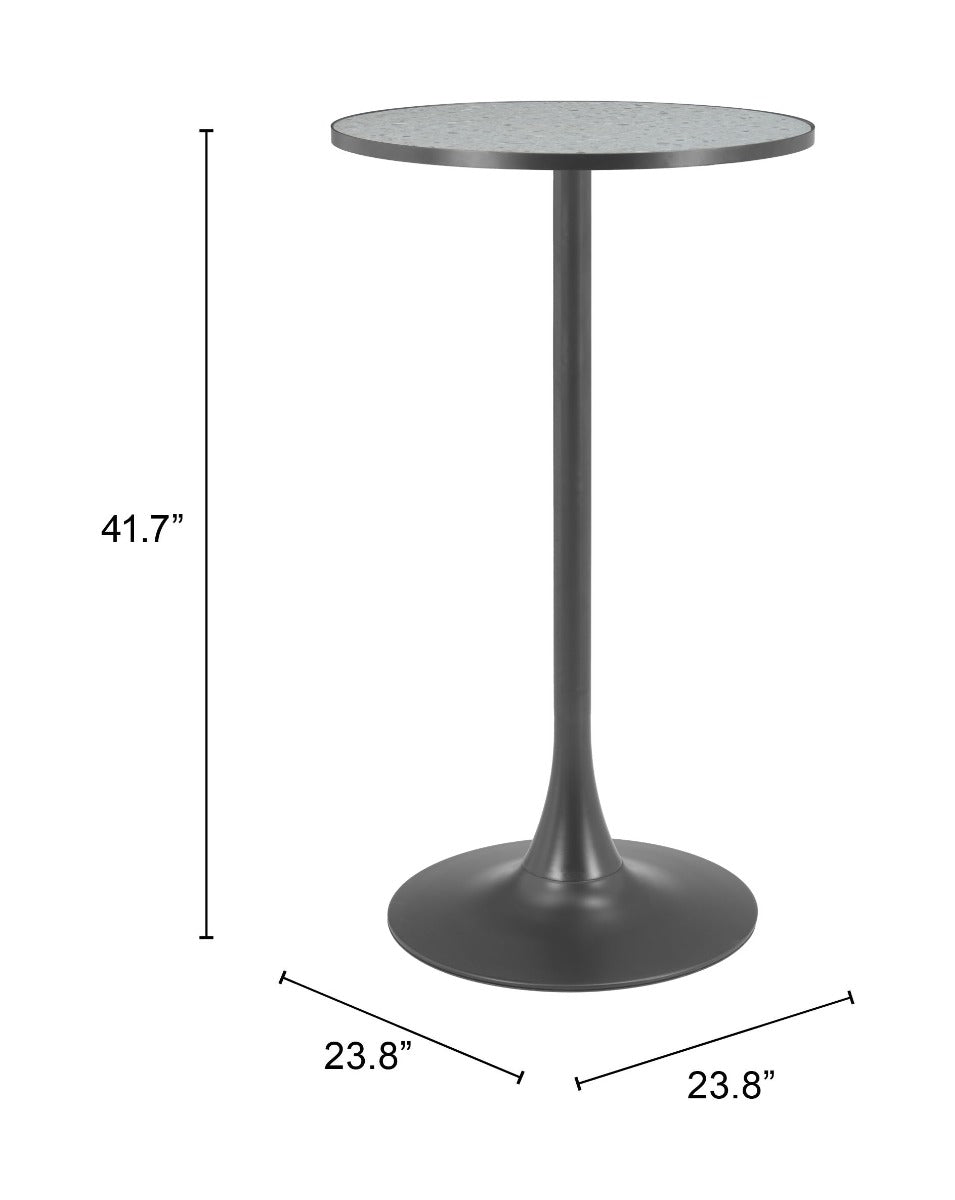 Bite Gray & Black Bar Table – Modern Terrazzo-Style High-Top with Steel Frame