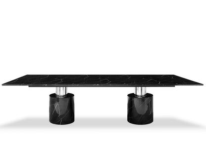 Geneva 120" Dining Table in Black Marble & Polished Stainless by Whiteline Modern Living