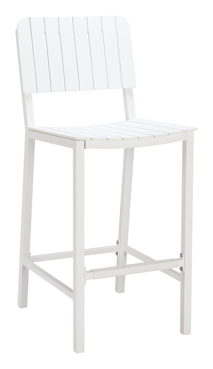 Kayu Outdoor Barstool in White – Modern Aluminum Patio Seating