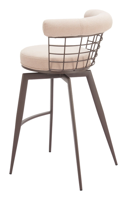 Outdoor Bar Stools – Brown Swivel Seat with Footrest