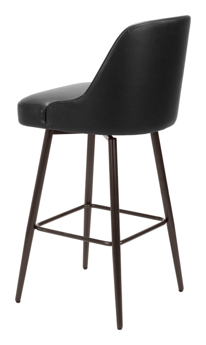 Black Bar Stools – Swivel Design with Upholstered Seat