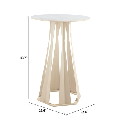 Axis Bar Table in White – Modern Faux Marble Bar-Height Table