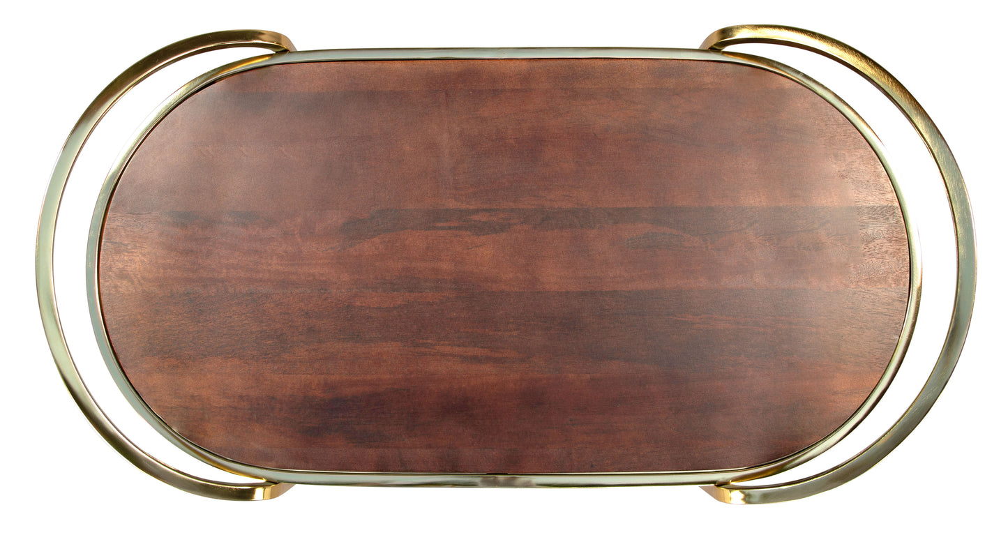Antalya Modern Bar Cart with Wood, Marble, and Gold Accents