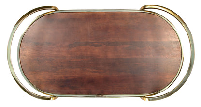 Antalya Modern Bar Cart with Wood, Marble, and Gold Accents