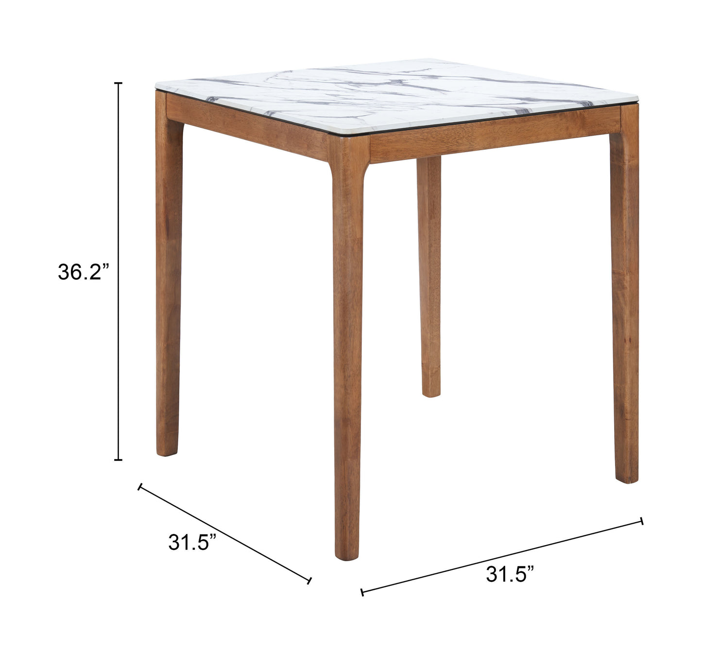 Eva Counter Table in White – Modern Faux Marble Counter-Height Table