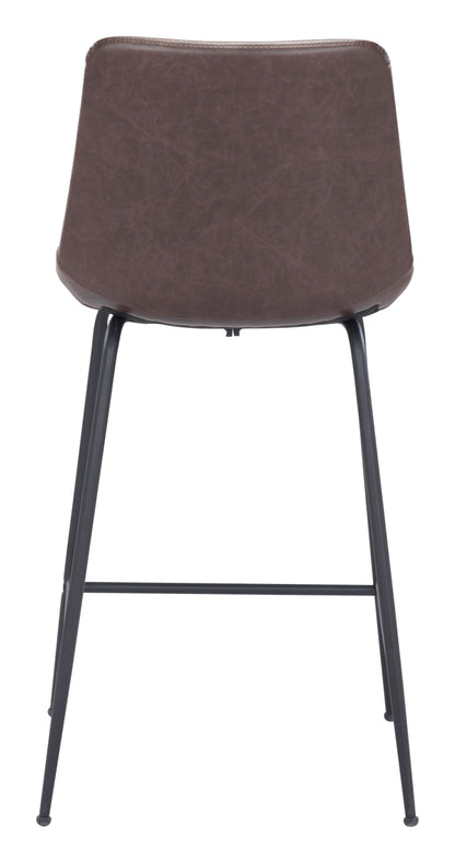 Byron Counter Stool in Brown – Faux Leather Modern Bar Chair