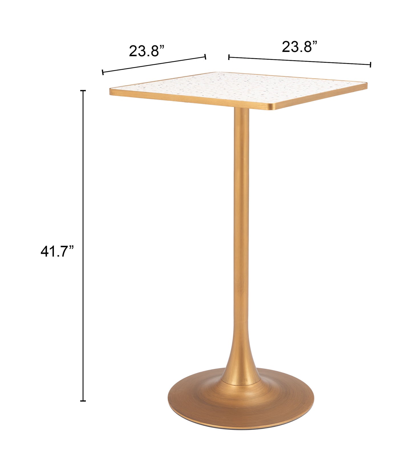 Spot Bar Table in Beige & Gold – Modern Faux Terrazzo Bar-Height Table
