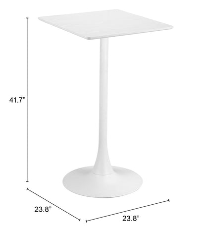 Valleta Bar Table in White – Modern Pedestal High-Top Table