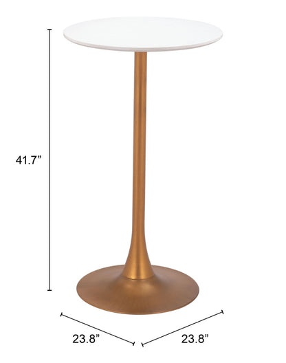 Auray White & Gold Bar Table – Modern Counter-Height Table for Home or Bar
